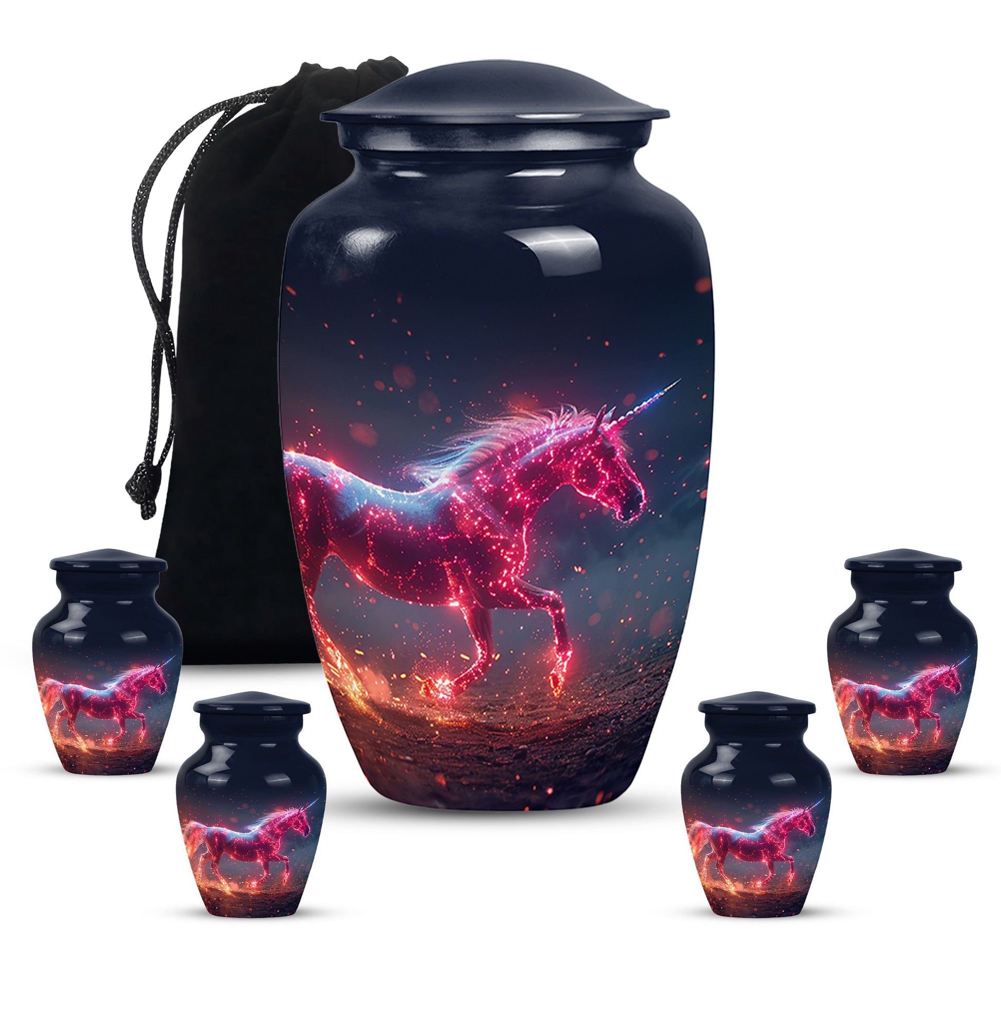 Sparkling Unicorn Cremation Urns Large & Small Combo For Women & Men