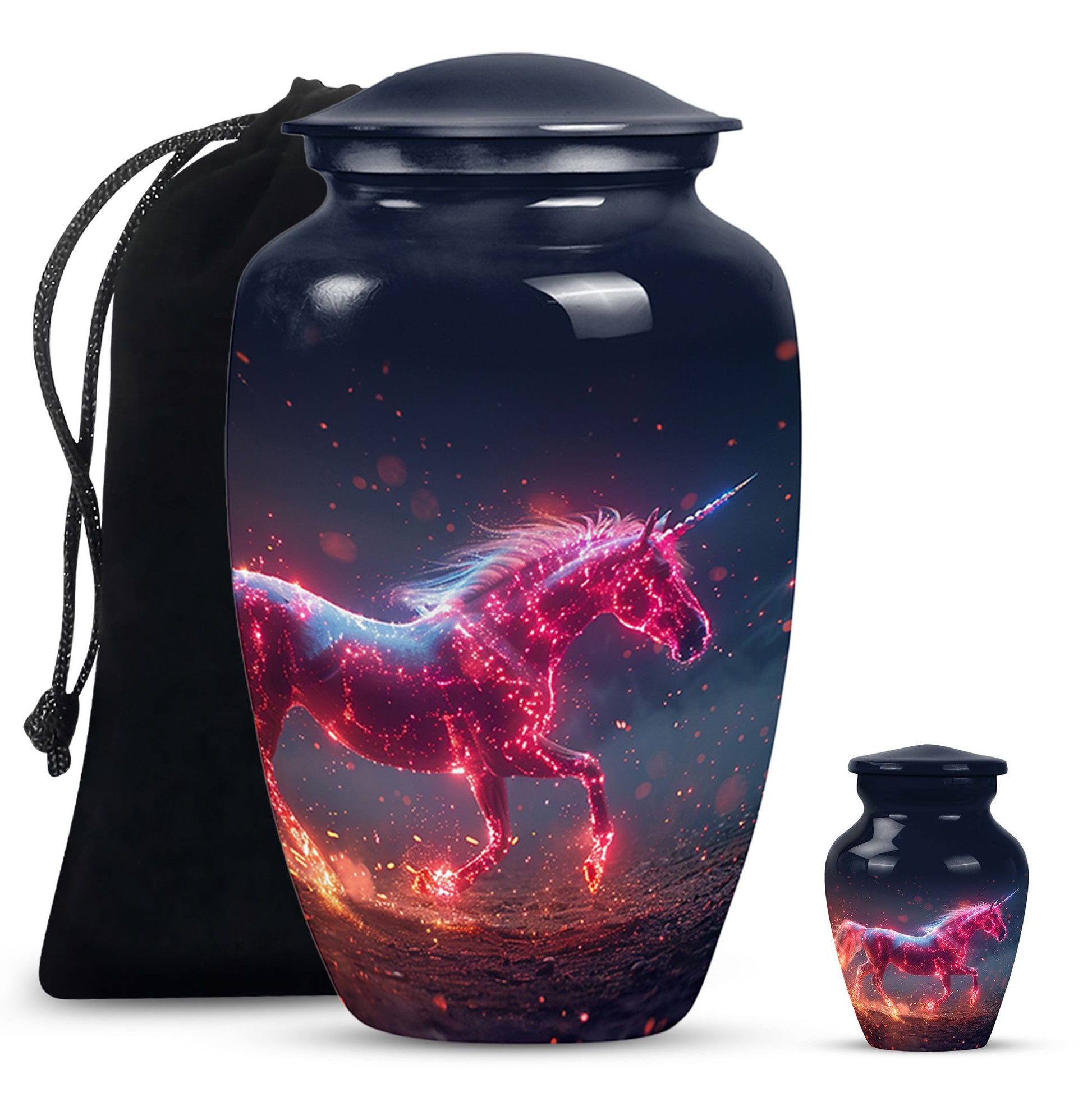 Sparkling Unicorn Cremation Urns Large & Small Combo For Women & Men
