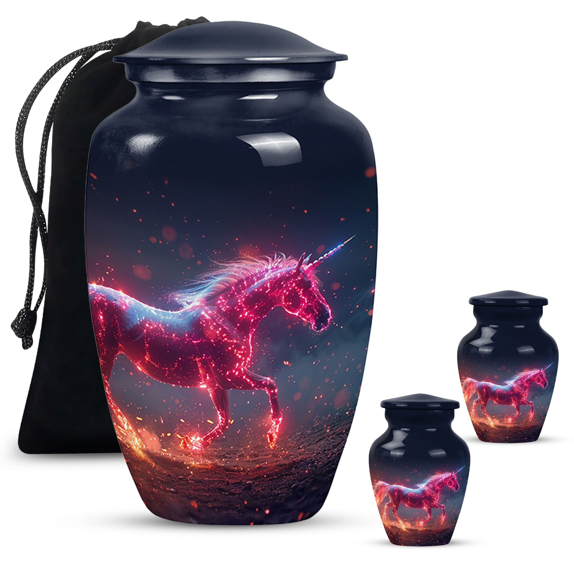 Sparkling Unicorn Cremation Urns Large & Small Combo For Women & Men