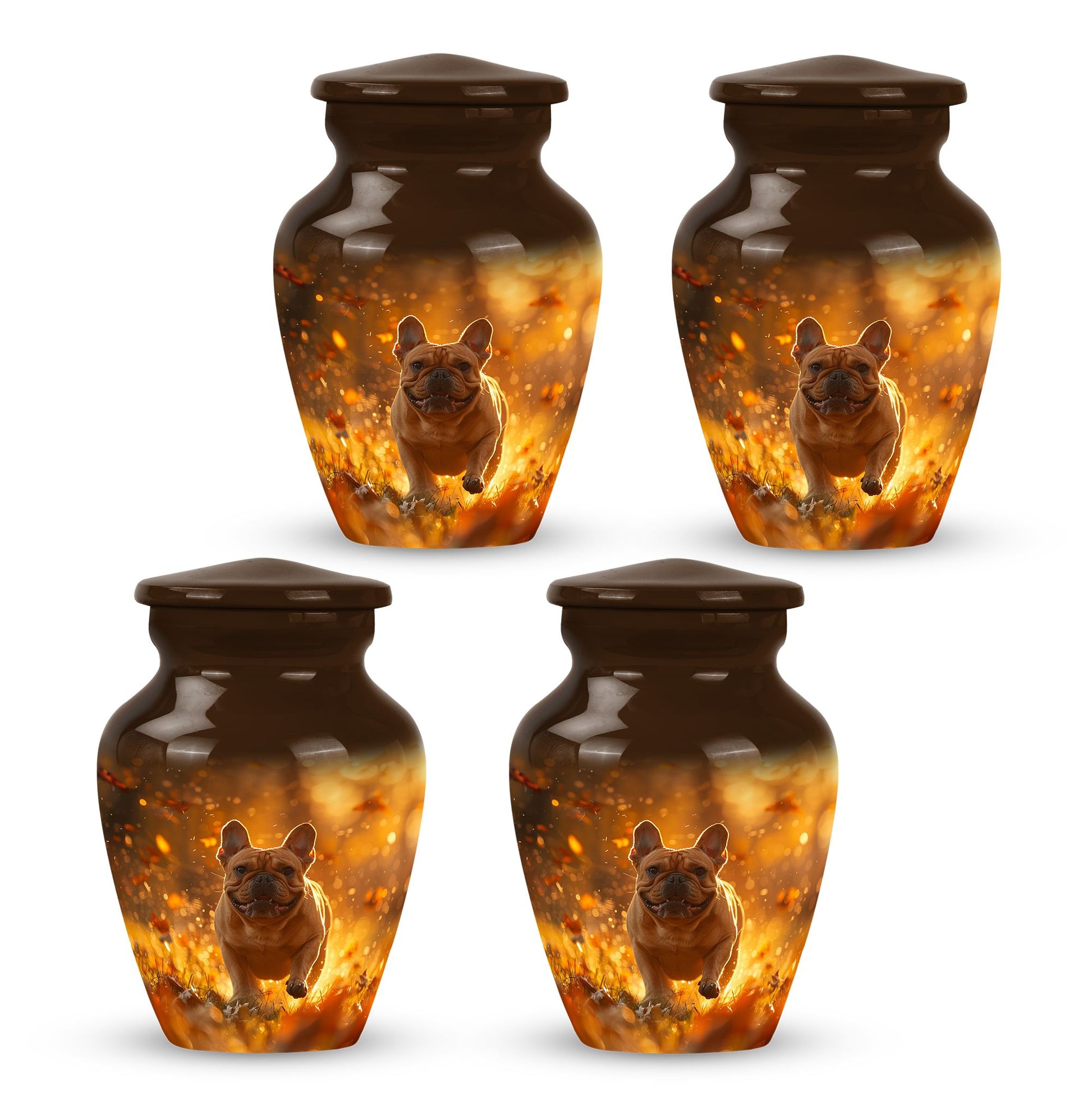 Golden Bulldog Memorial Tribute Urn - Pet Cremation Urns For Funeral
