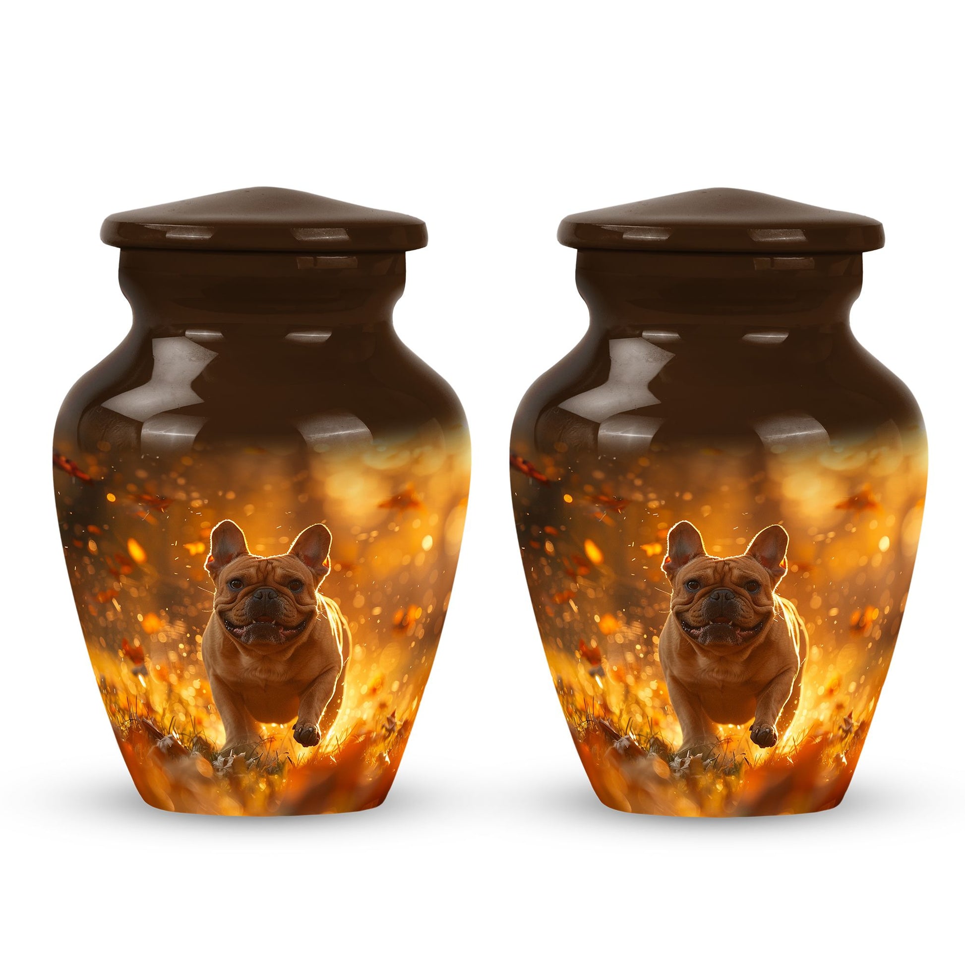 Golden Bulldog Memorial Tribute Urn - Pet Cremation Urns For Funeral