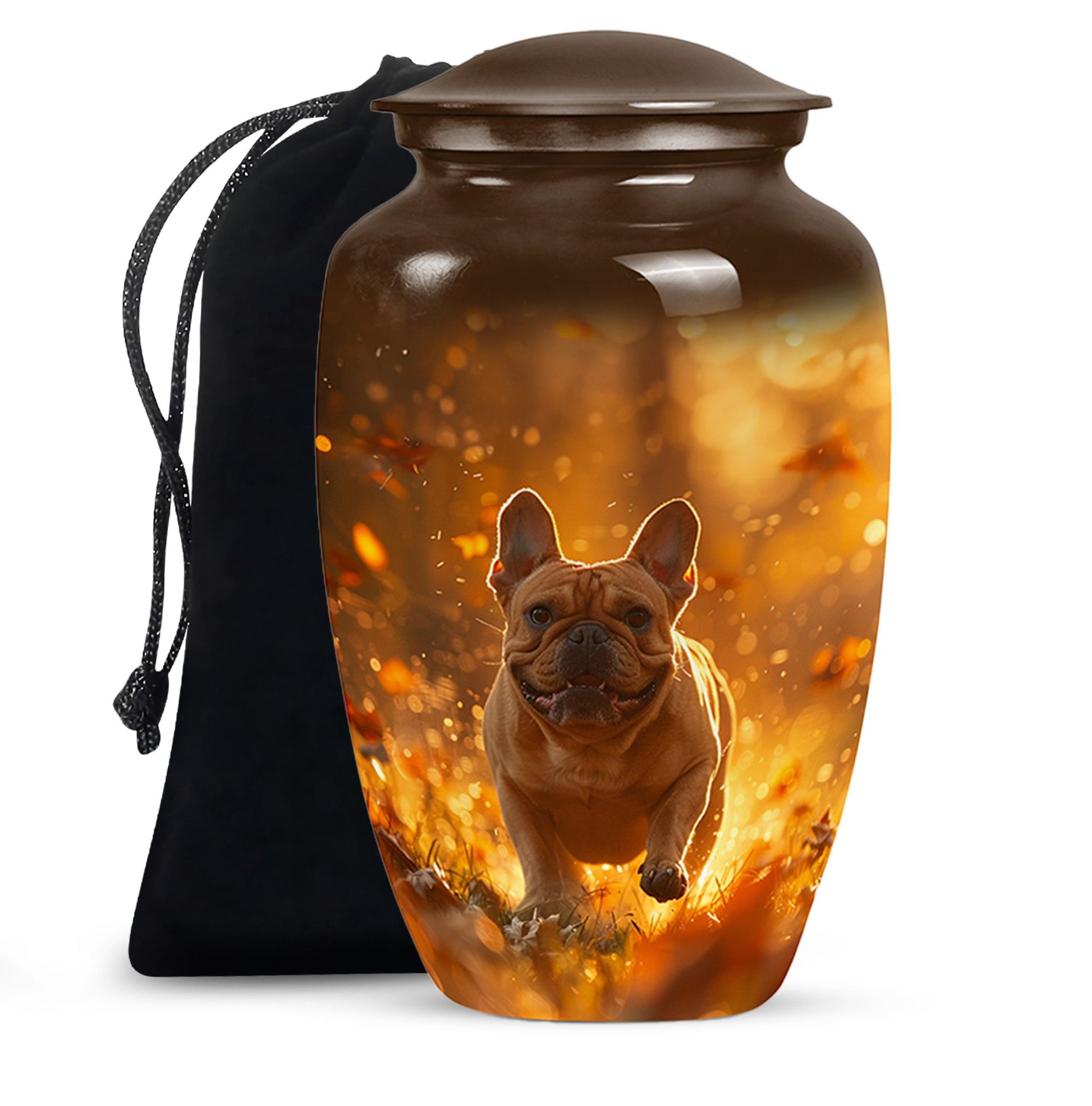 Golden Bulldog Memorial Tribute Urn - Pet Cremation Urns For Funeral