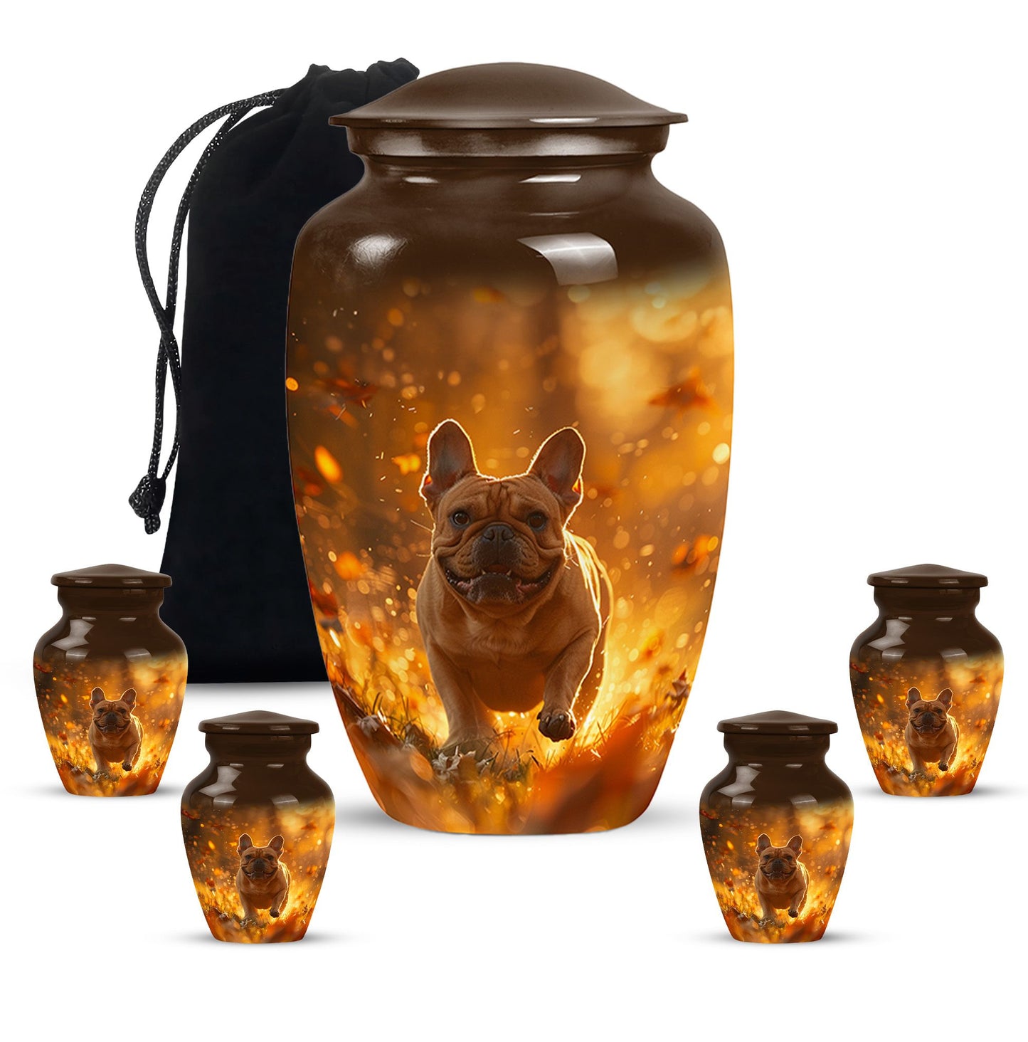 Golden Bulldog Memorial Tribute Urn - Pet Cremation Urns For Funeral