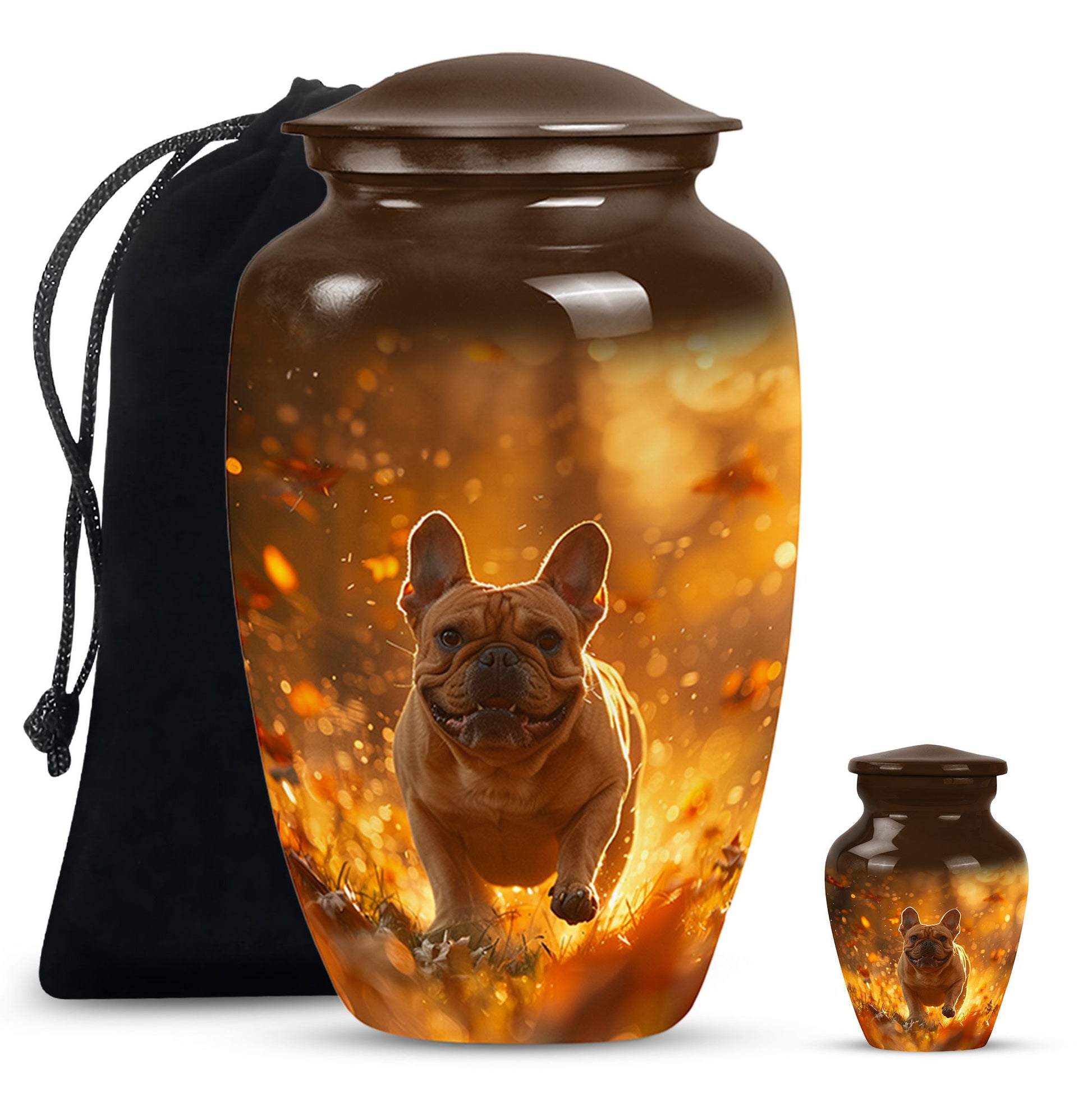 Golden Bulldog Memorial Tribute Urn - Pet Cremation Urns For Funeral