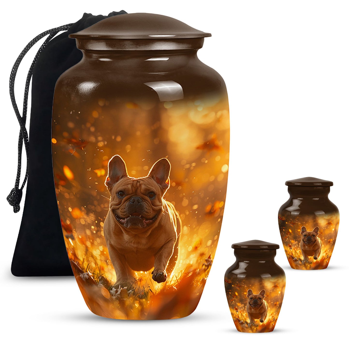 Golden Bulldog Memorial Tribute Urn - Pet Cremation Urns For Funeral