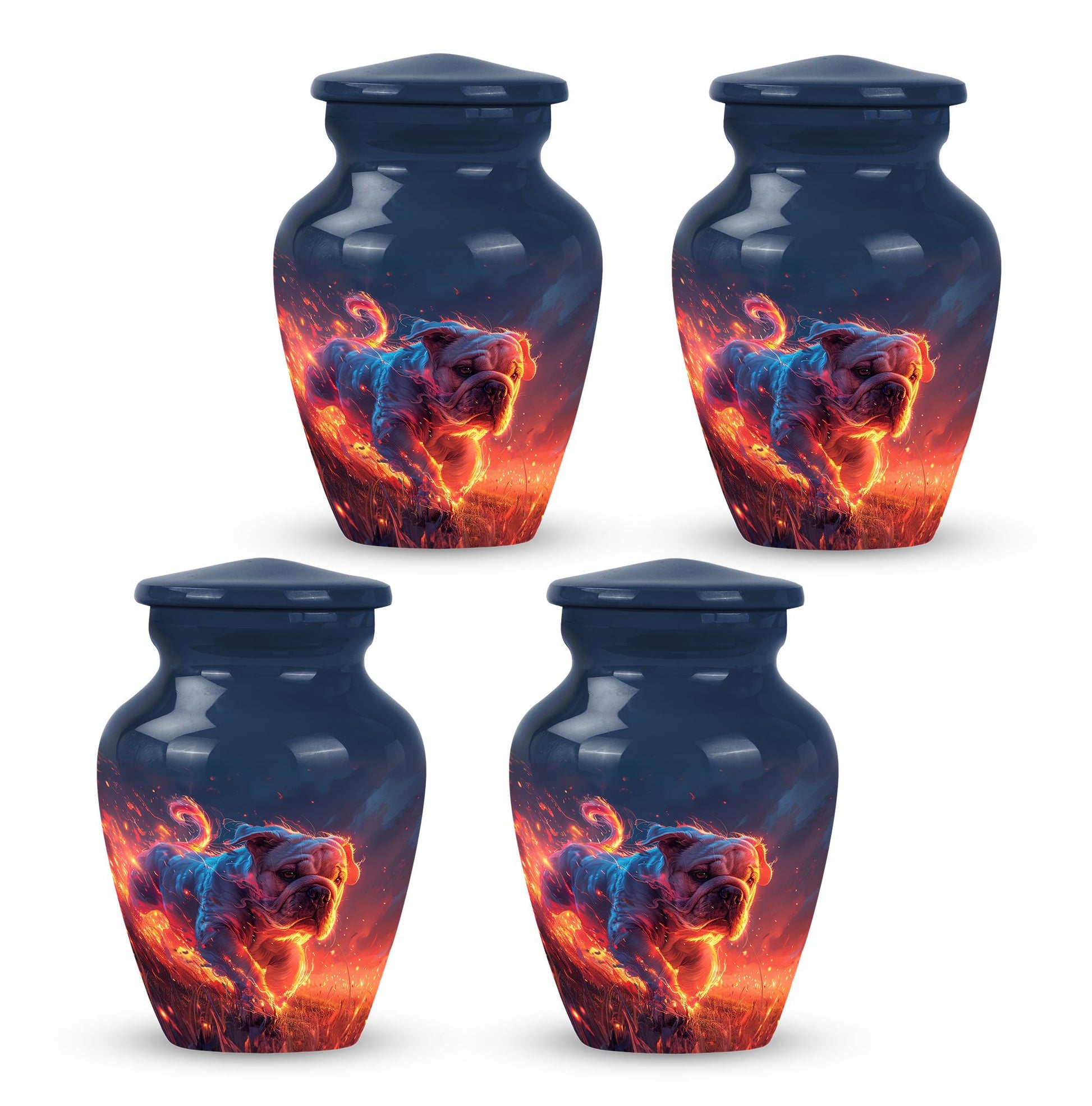 Fiery Bulldog Memorial Ashes Urn - Large Cremation Urn For Pets
