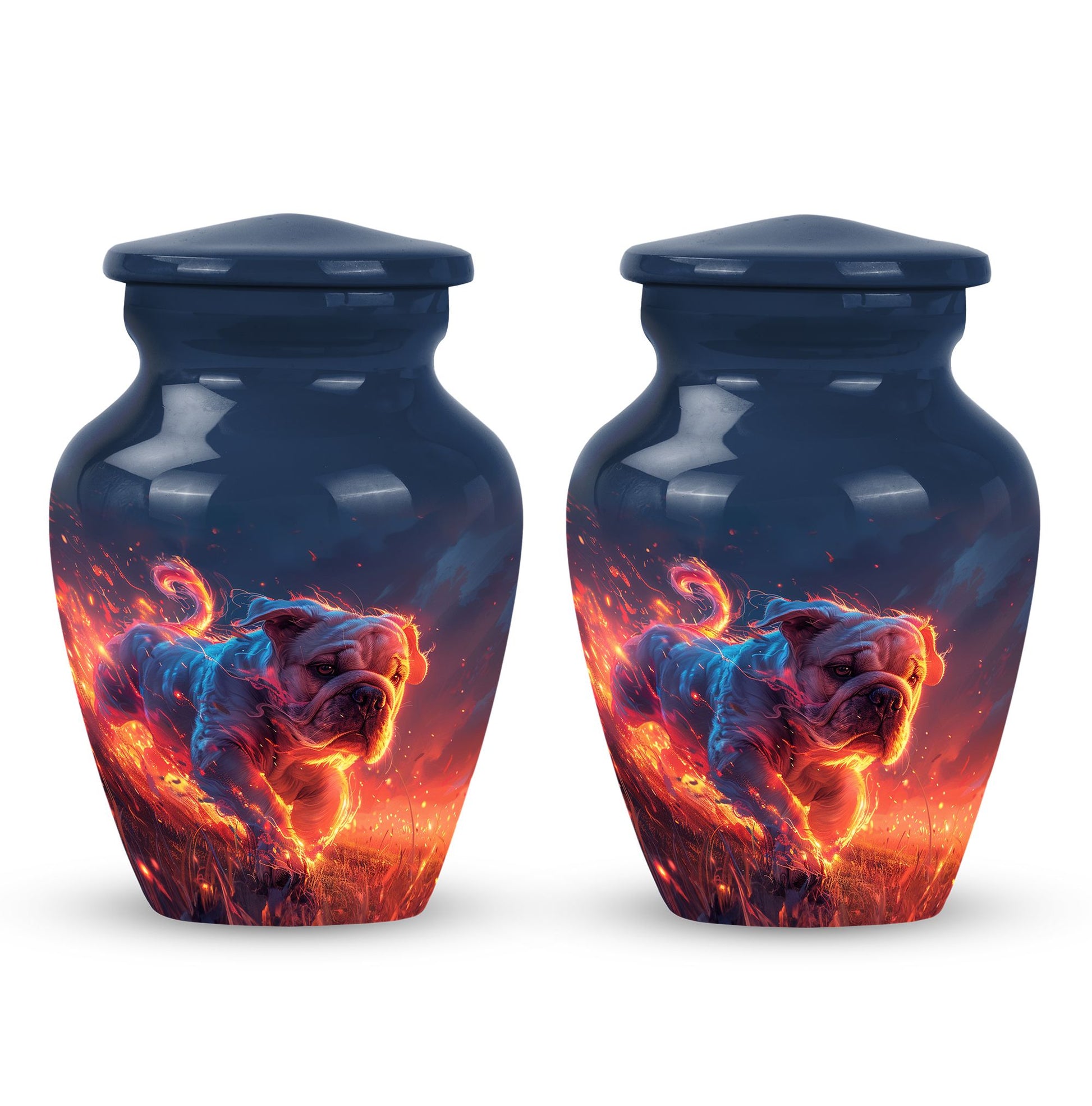Fiery Bulldog Memorial Ashes Urn - Large Cremation Urn For Pets