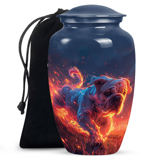 Fiery Bulldog Memorial Ashes Urn - Large Cremation Urn For Pets