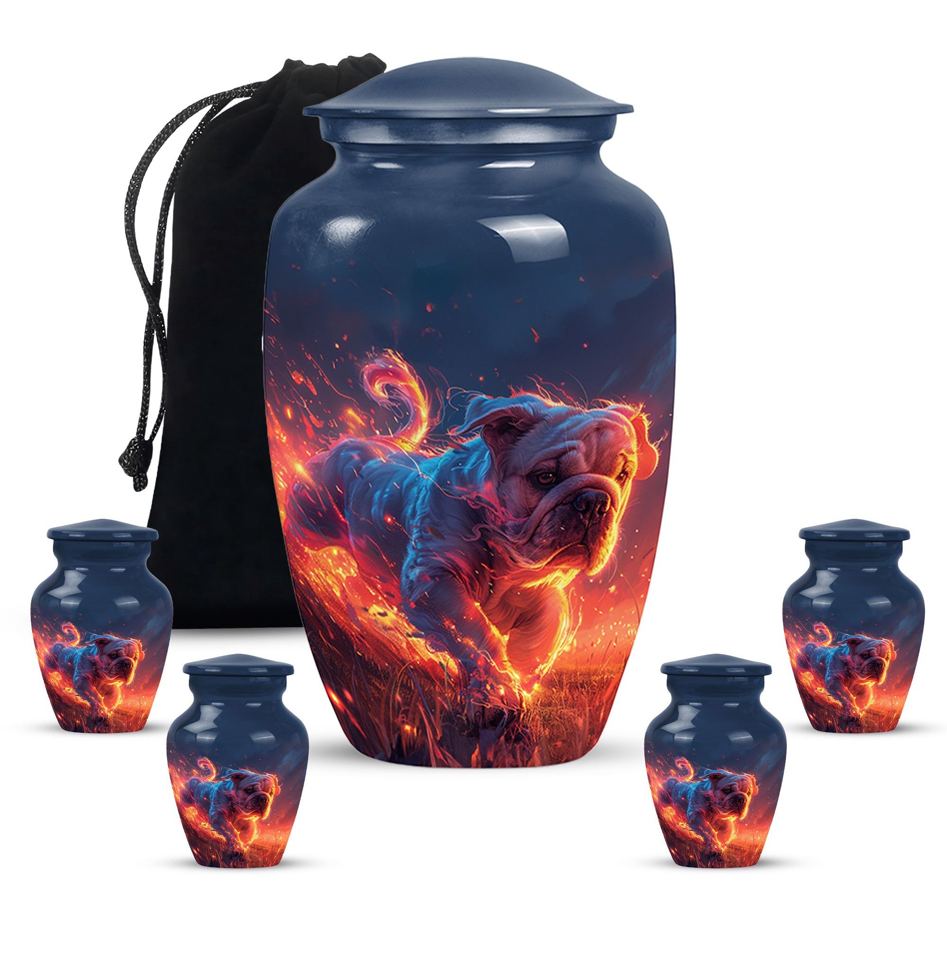 Fiery Bulldog Memorial Ashes Urn - Large Cremation Urn For Pets