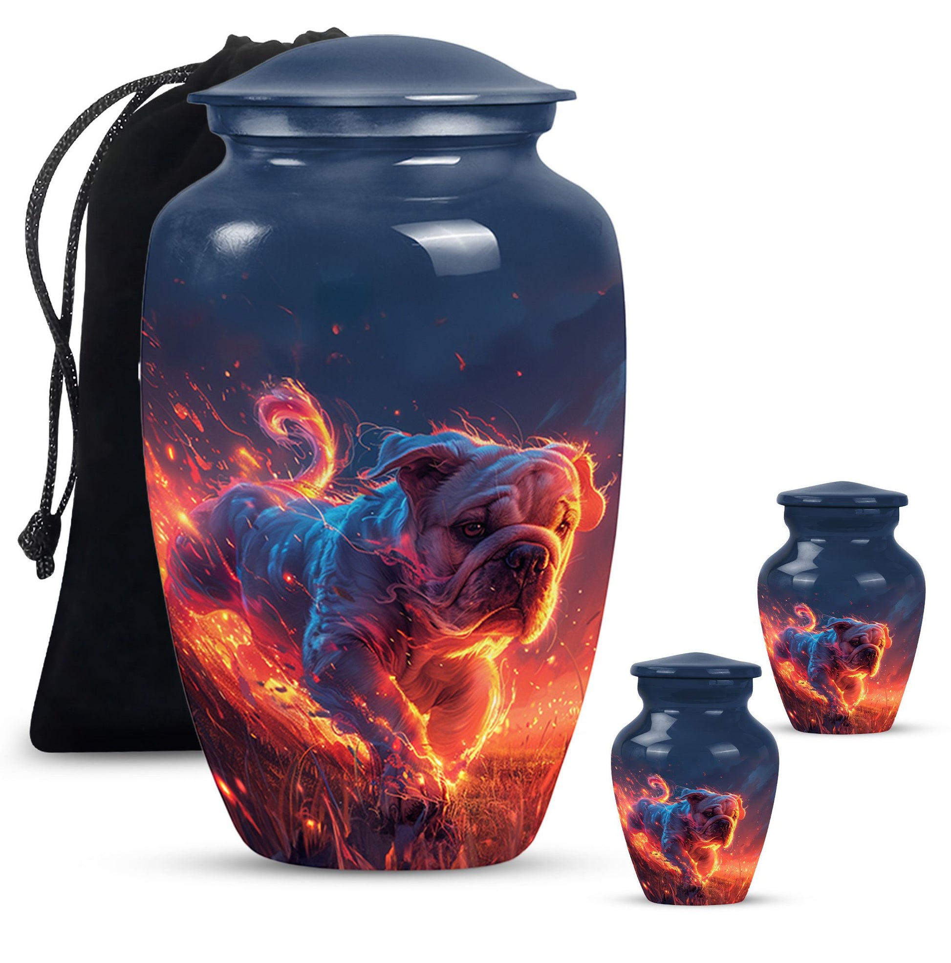 Fiery Bulldog Memorial Ashes Urn - Large Cremation Urn For Pets