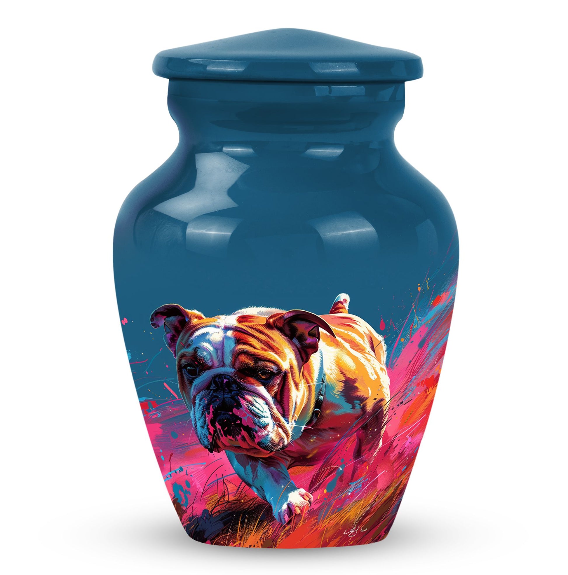 Vibrant Memorial Ashes Urn - Bulldog Funeral Cremation Urn For Pets