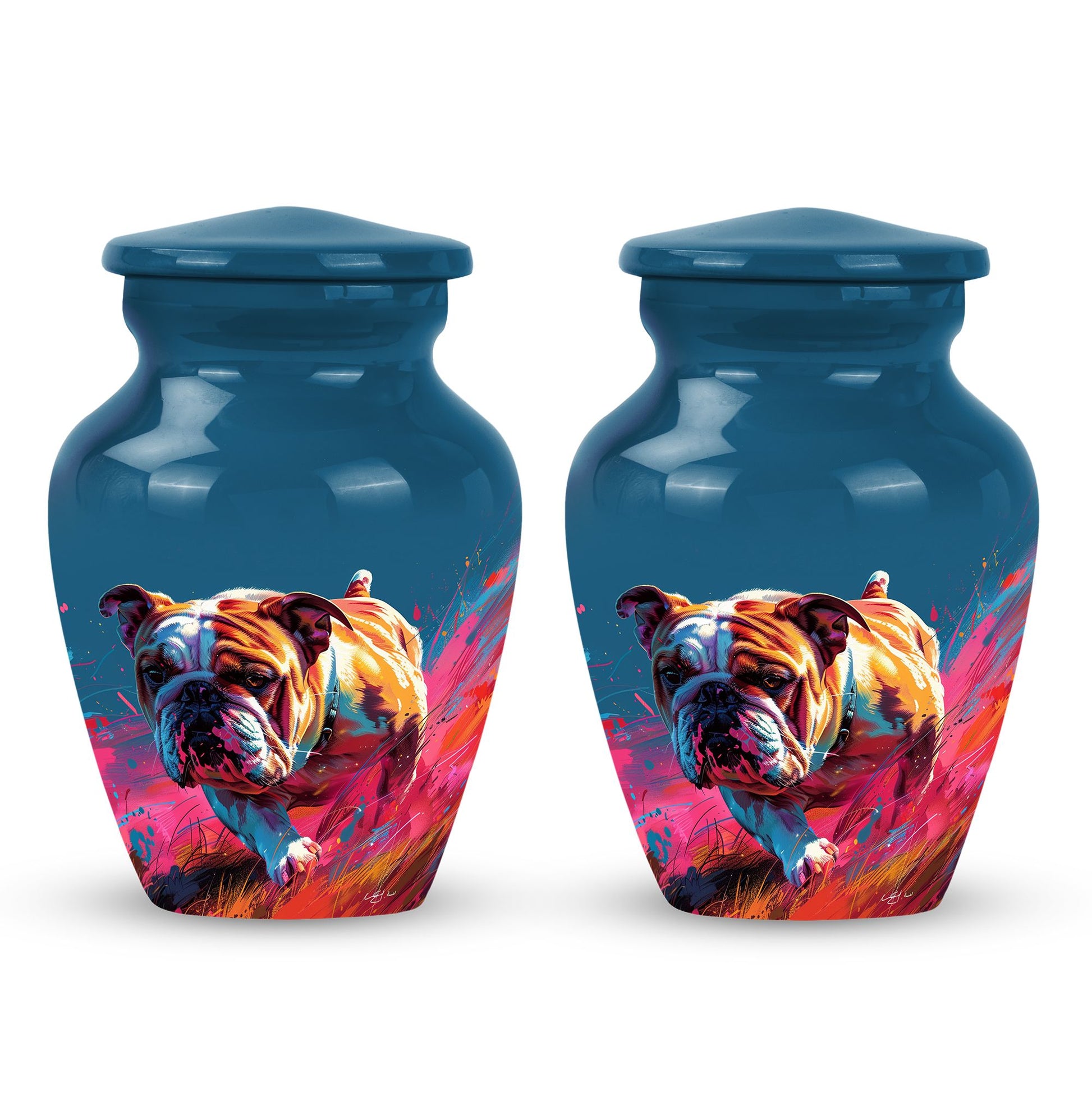 Vibrant Memorial Ashes Urn - Bulldog Funeral Cremation Urn For Pets