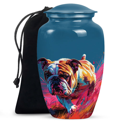 Vibrant Memorial Ashes Urn - Bulldog Funeral Cremation Urn For Pets