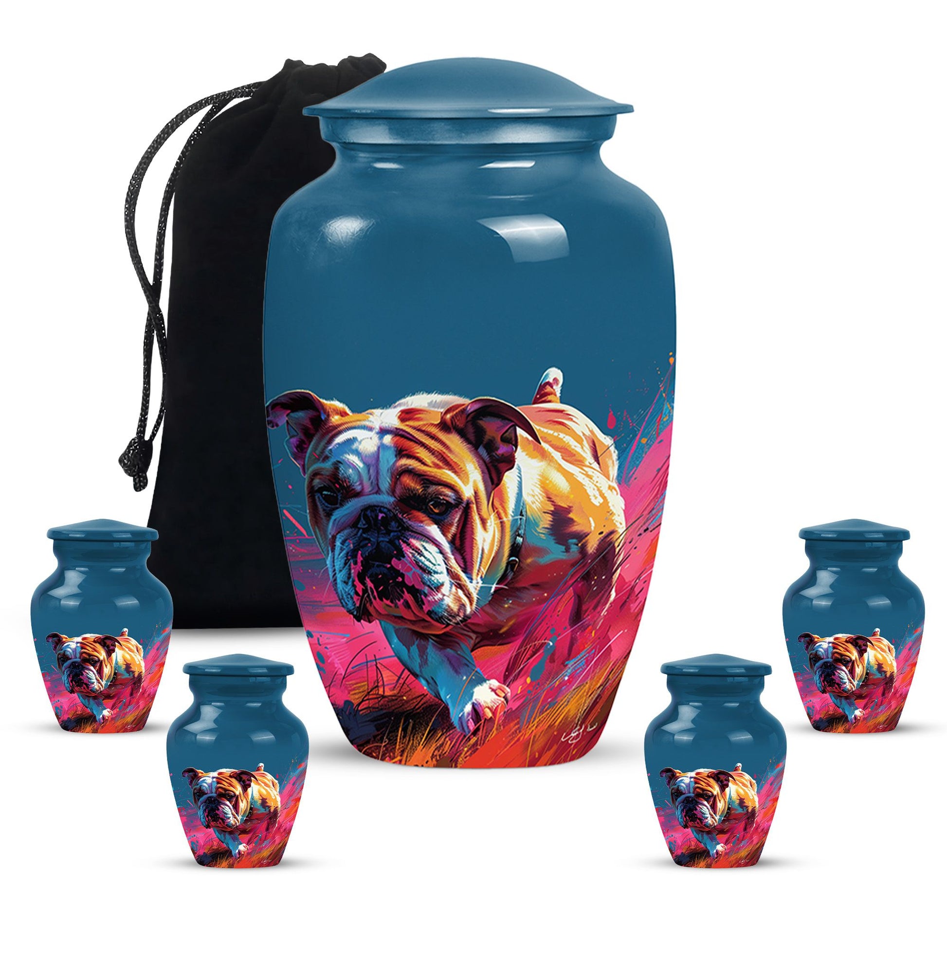 Vibrant Memorial Ashes Urn - Bulldog Funeral Cremation Urn For Pets