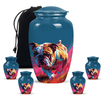 Vibrant Memorial Ashes Urn - Bulldog Funeral Cremation Urn For Pets