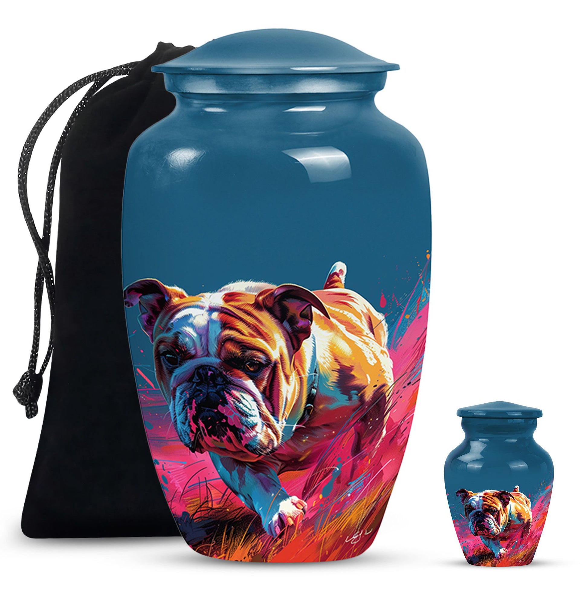 Vibrant Memorial Ashes Urn - Bulldog Funeral Cremation Urn For Pets