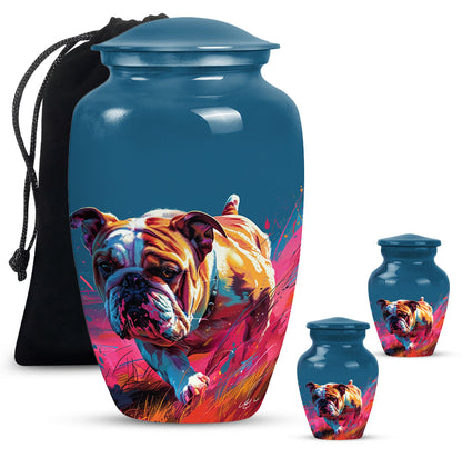 Vibrant Memorial Ashes Urn - Bulldog Funeral Cremation Urn For Pets
