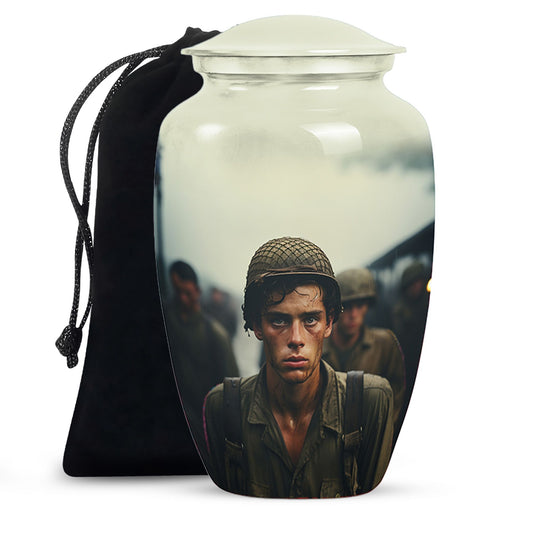 Soldier Urn Memorial For Adult Men & Women - Veteran Cremation Urn
