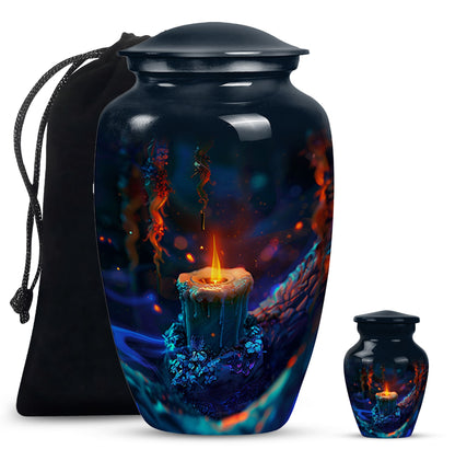 Personalized Fire Cremation Urn for Women - 10-inch, 200 cu in - Yatskia
