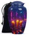 Neon City Memorial Urn For Females - Glowing Candles Cremation Urn