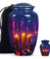 Neon City Memorial Urn For Females - Glowing Candles Cremation Urn