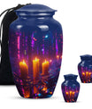 Neon City Memorial Urn For Females - Glowing Candles Cremation Urn