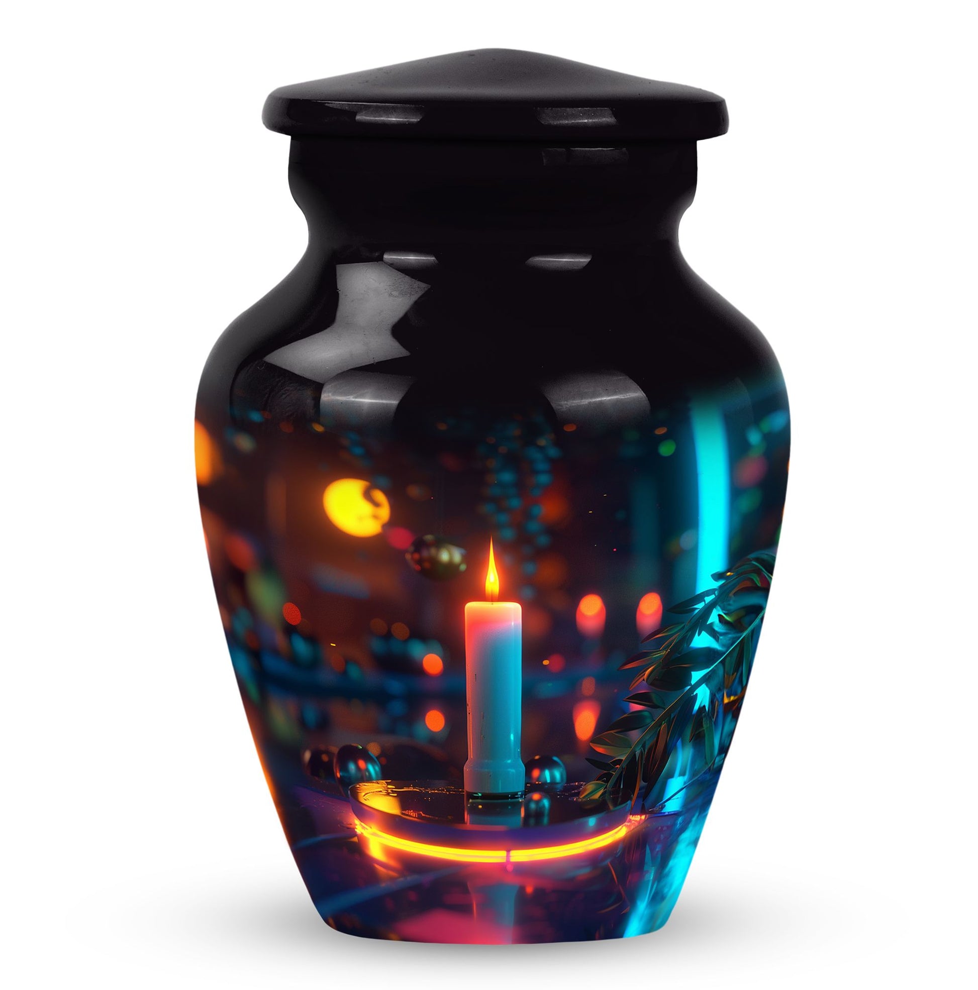 Glowing Candle Memorial Tribute Urn - Neon Urn For Male & Female