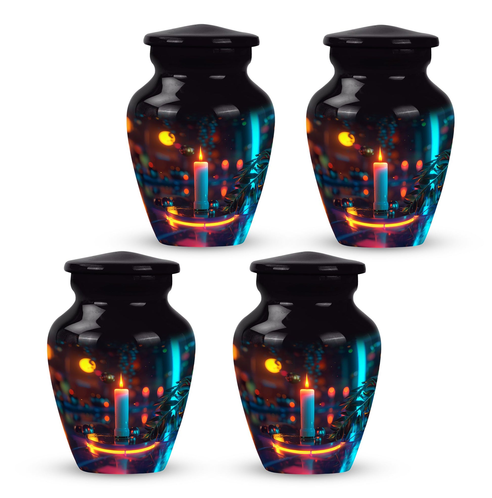 Glowing Candle Memorial Tribute Urn - Neon Urn For Male & Female