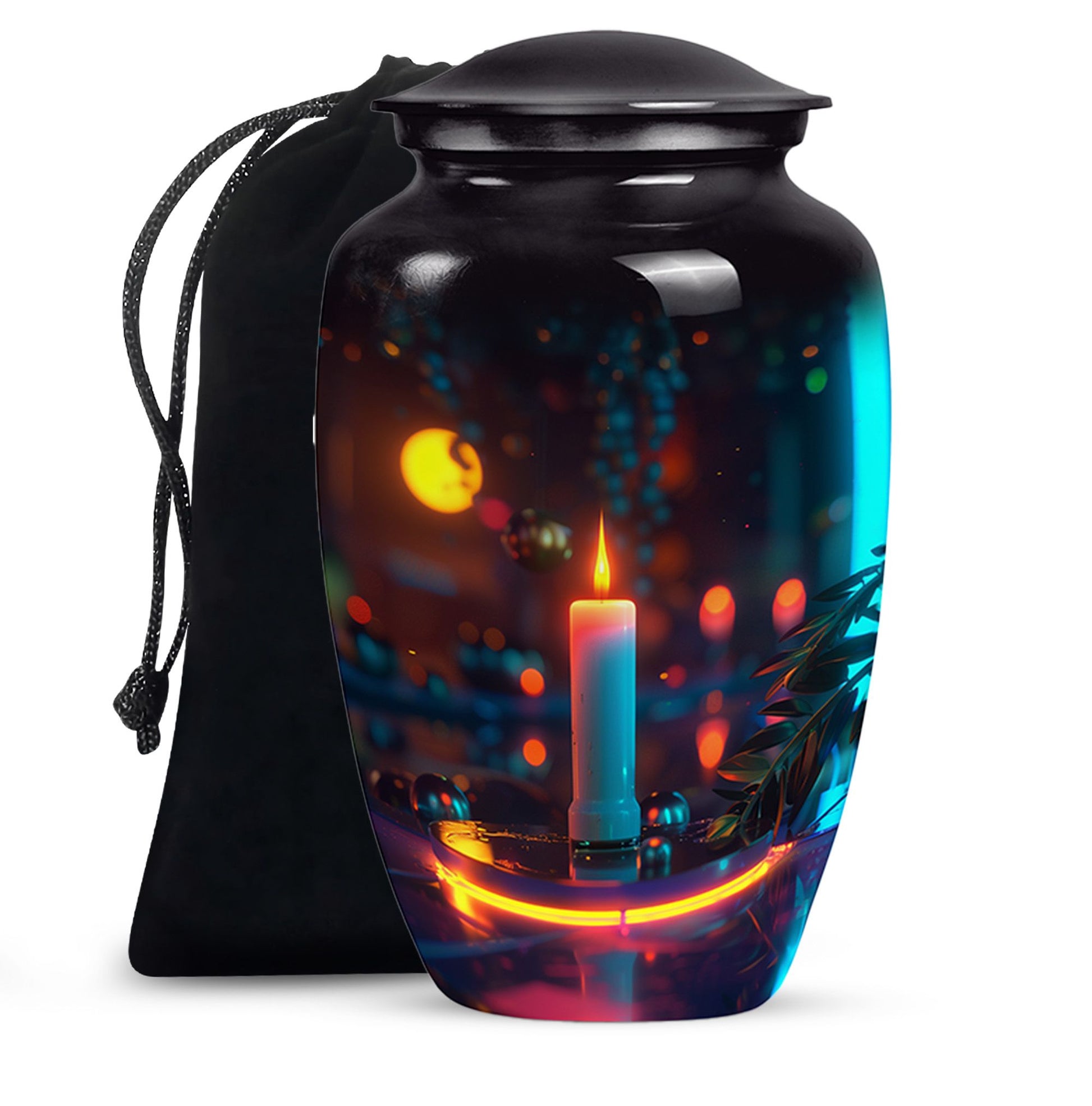 Glowing Candle Memorial Tribute Urn - Neon Urn For Male & Female