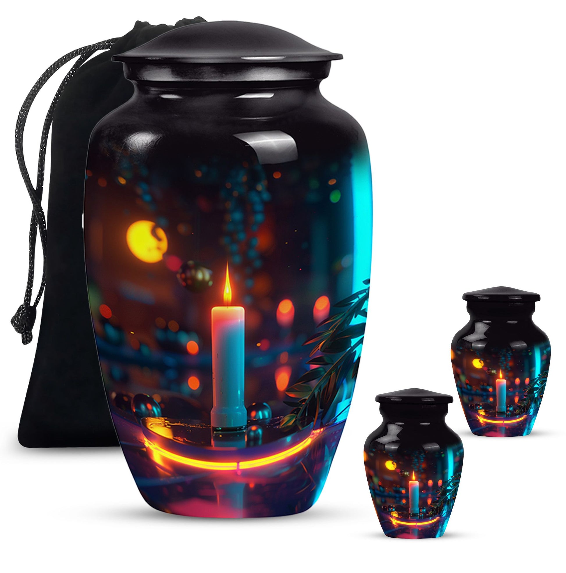 Glowing Candle Memorial Tribute Urn - Neon Urn For Male & Female