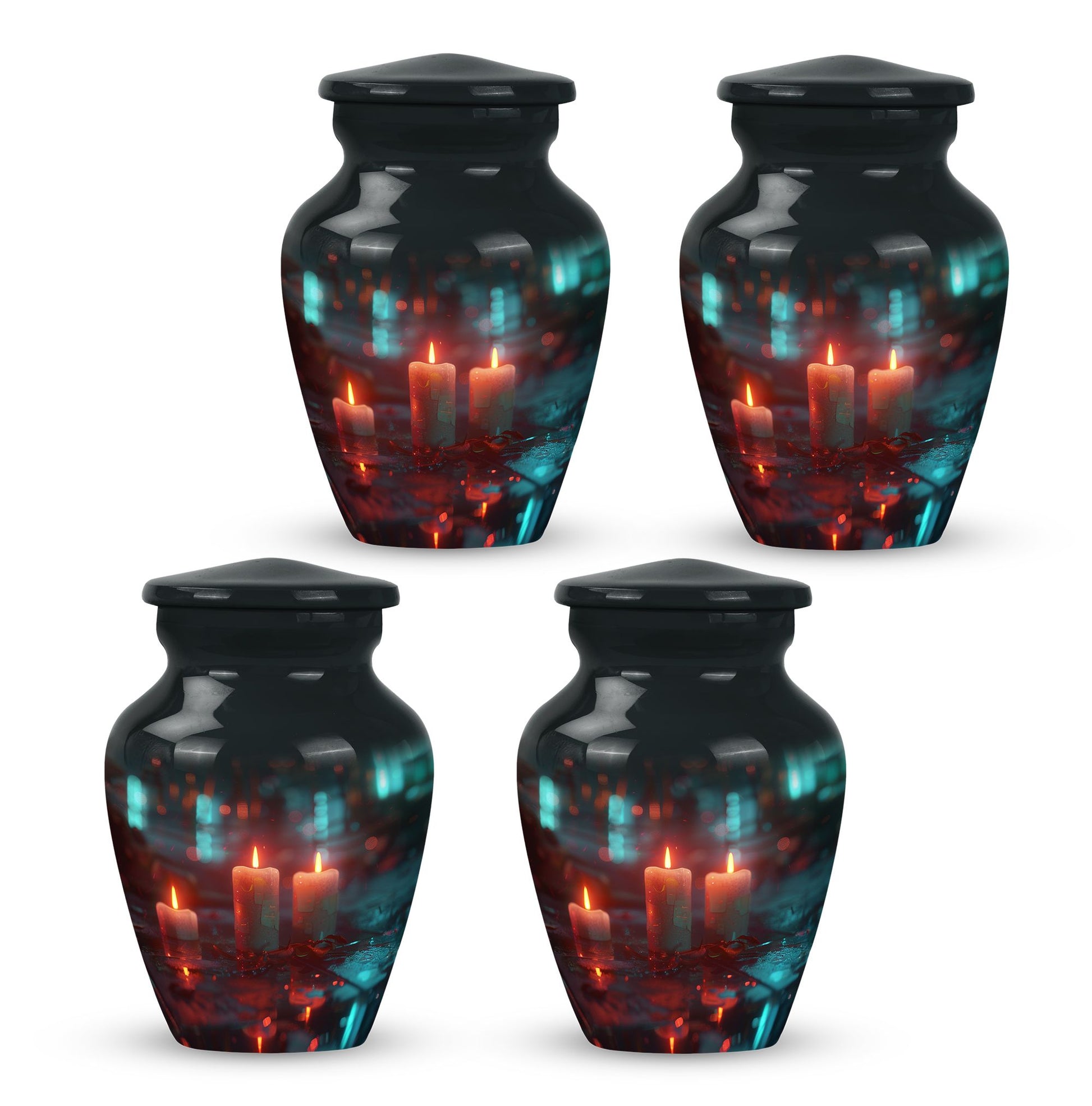 Neon Rainfall Memorial Urn - Candle Themed Cremation Urn For Ashes