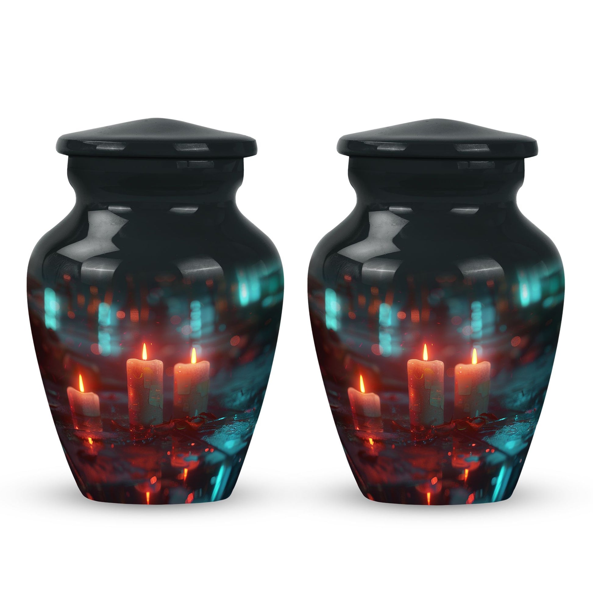 Neon Rainfall Memorial Urn - Candle Themed Cremation Urn For Ashes