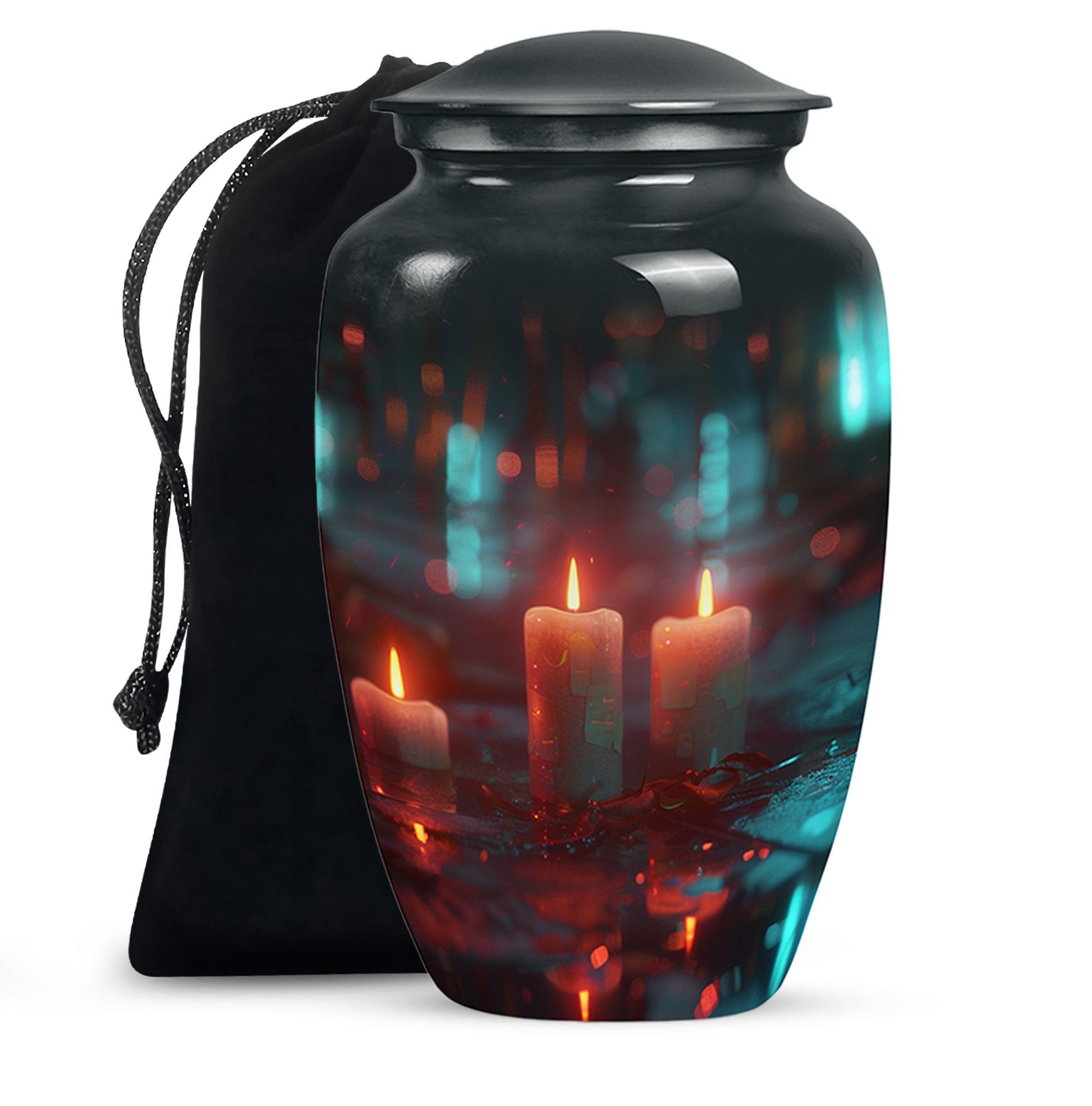 Neon Rainfall Memorial Urn - Candle Themed Cremation Urn For Ashes