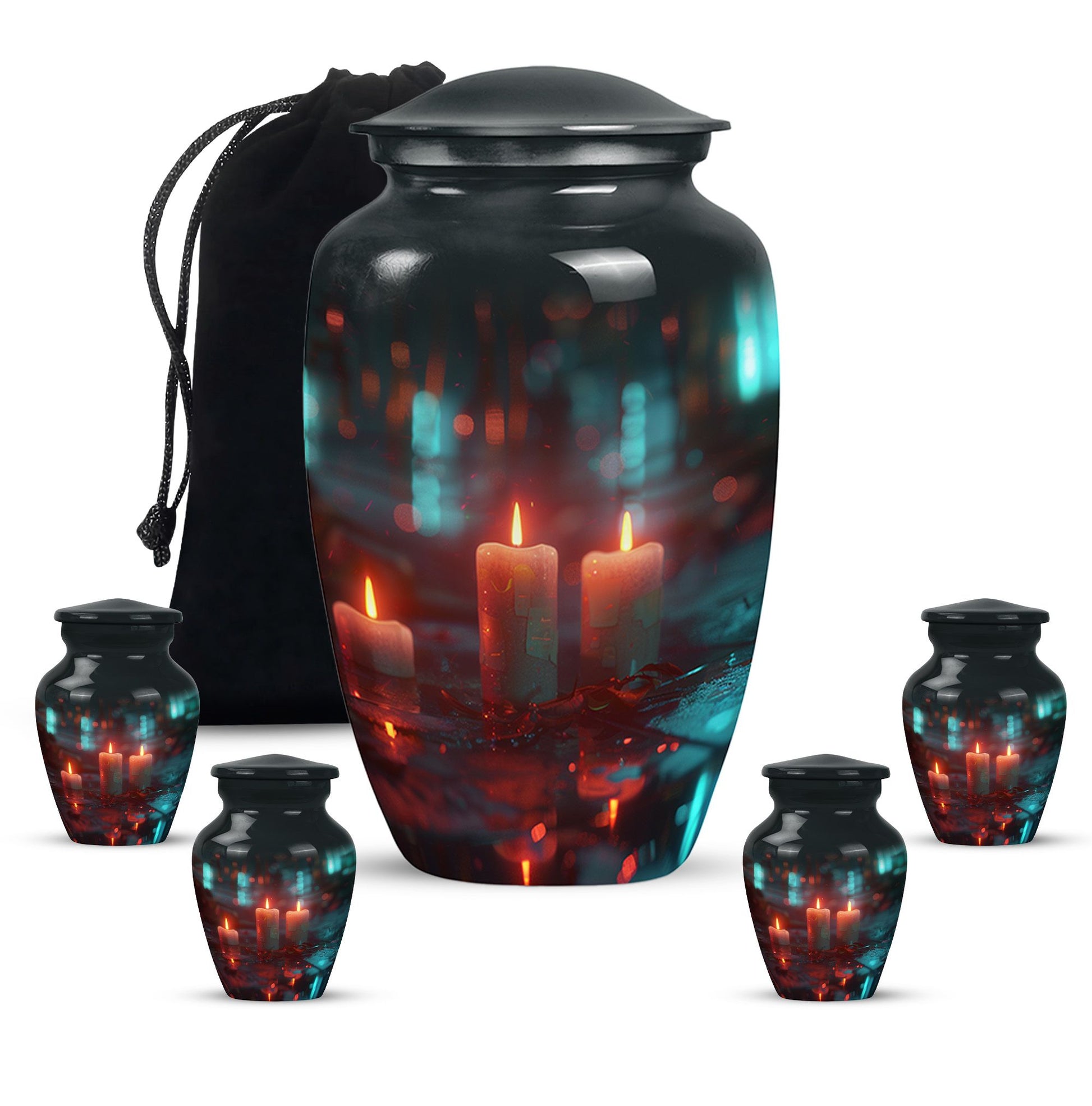 Neon Rainfall Memorial Urn - Candle Themed Cremation Urn For Ashes