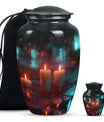 Neon Rainfall Memorial Urn - Candle Themed Cremation Urn For Ashes