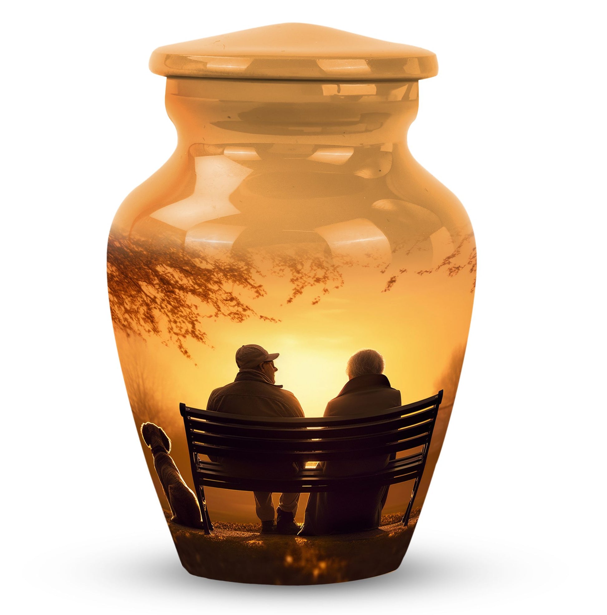 Old Couple On A Bench - Couple Urn For Memorial Ashes Cremation