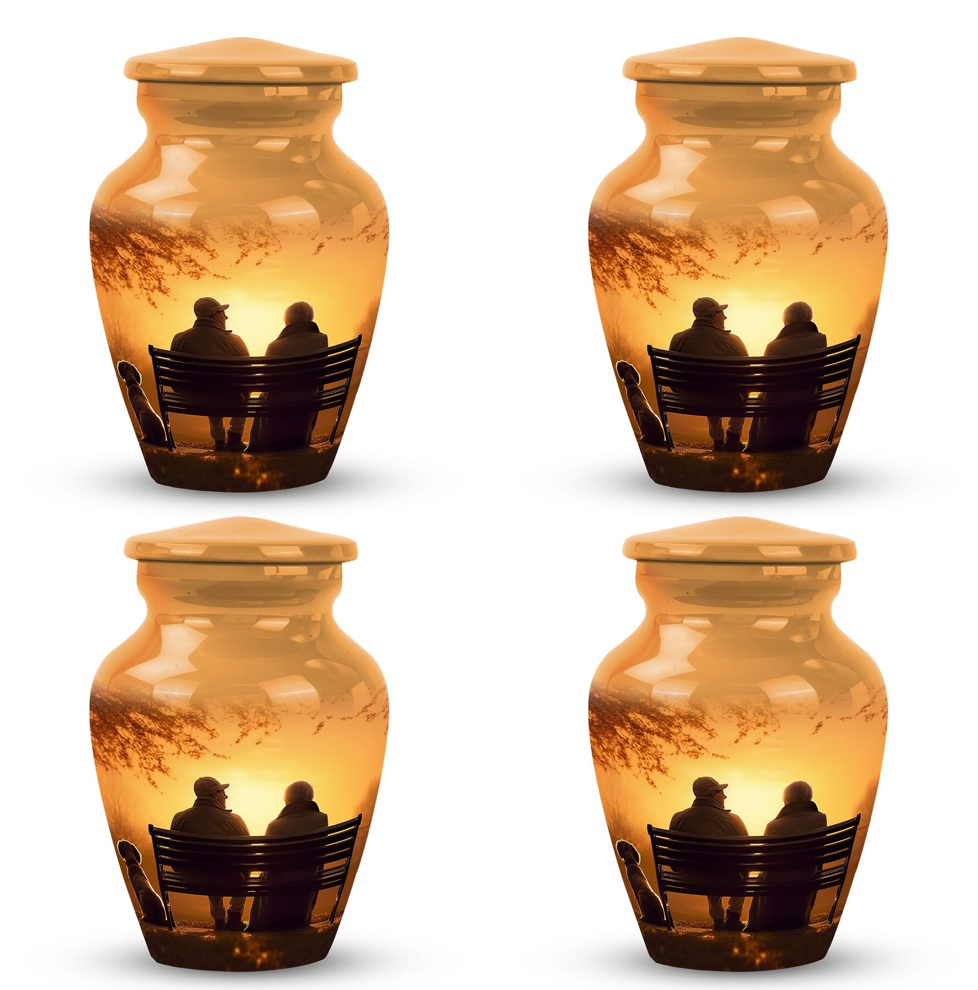 Old Couple On A Bench - Couple Urn For Memorial Ashes Cremation