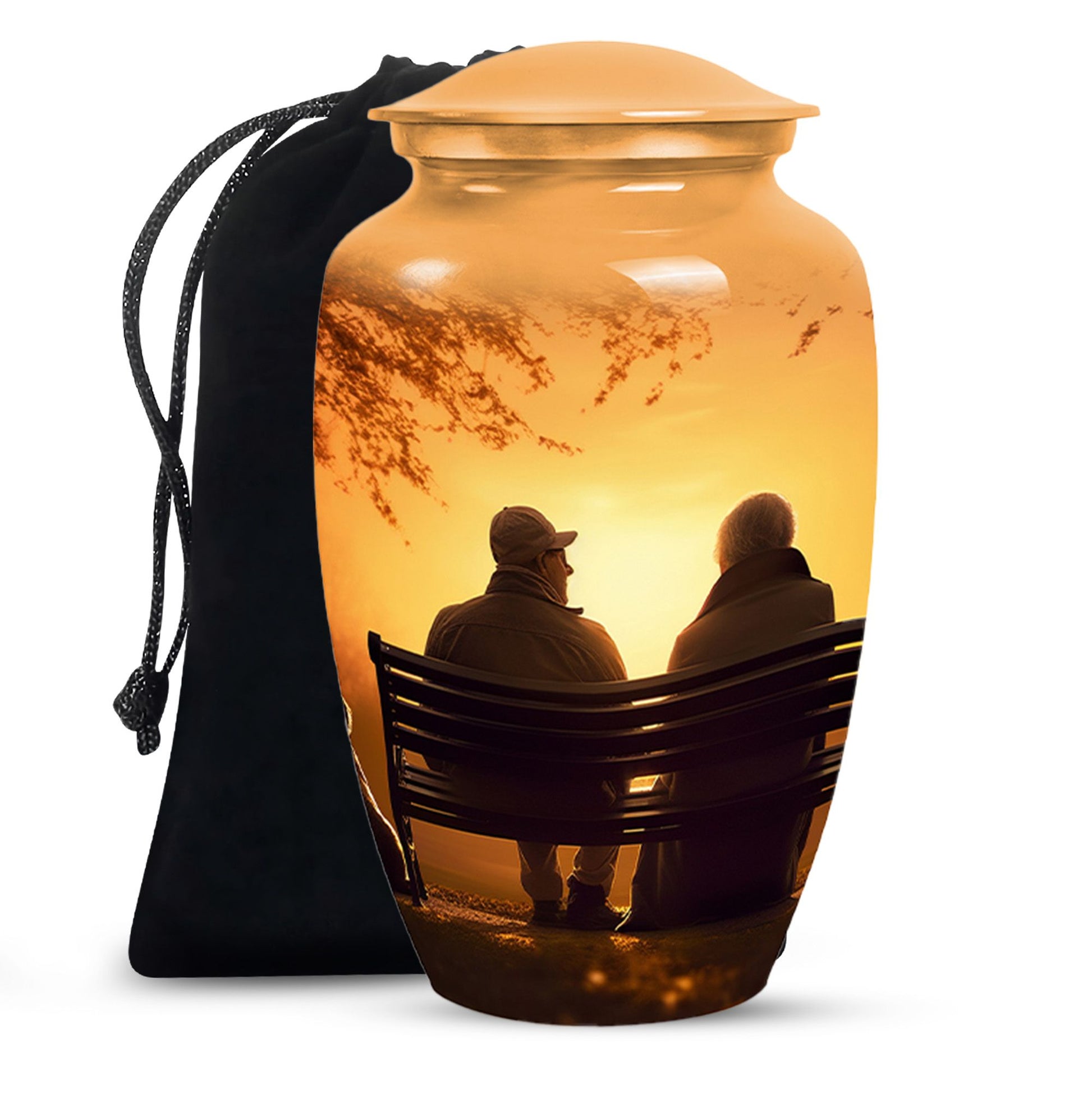 Old Couple On A Bench - Couple Urn For Memorial Ashes Cremation