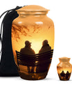 Old Couple On A Bench - Couple Urn For Memorial Ashes Cremation