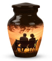 Old Couple Sitting On A Bench - Elderly Urn Memorial For Grandparents