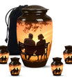 Old Couple Sitting On A Bench - Elderly Urn Memorial For Grandparents