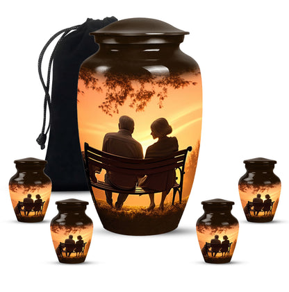 Personalized Couple Memorial Urn for Human Ashes - 10-inch, 200 cu in - Yatskia
