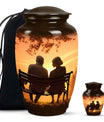 Old Couple Sitting On A Bench - Elderly Urn Memorial For Grandparents