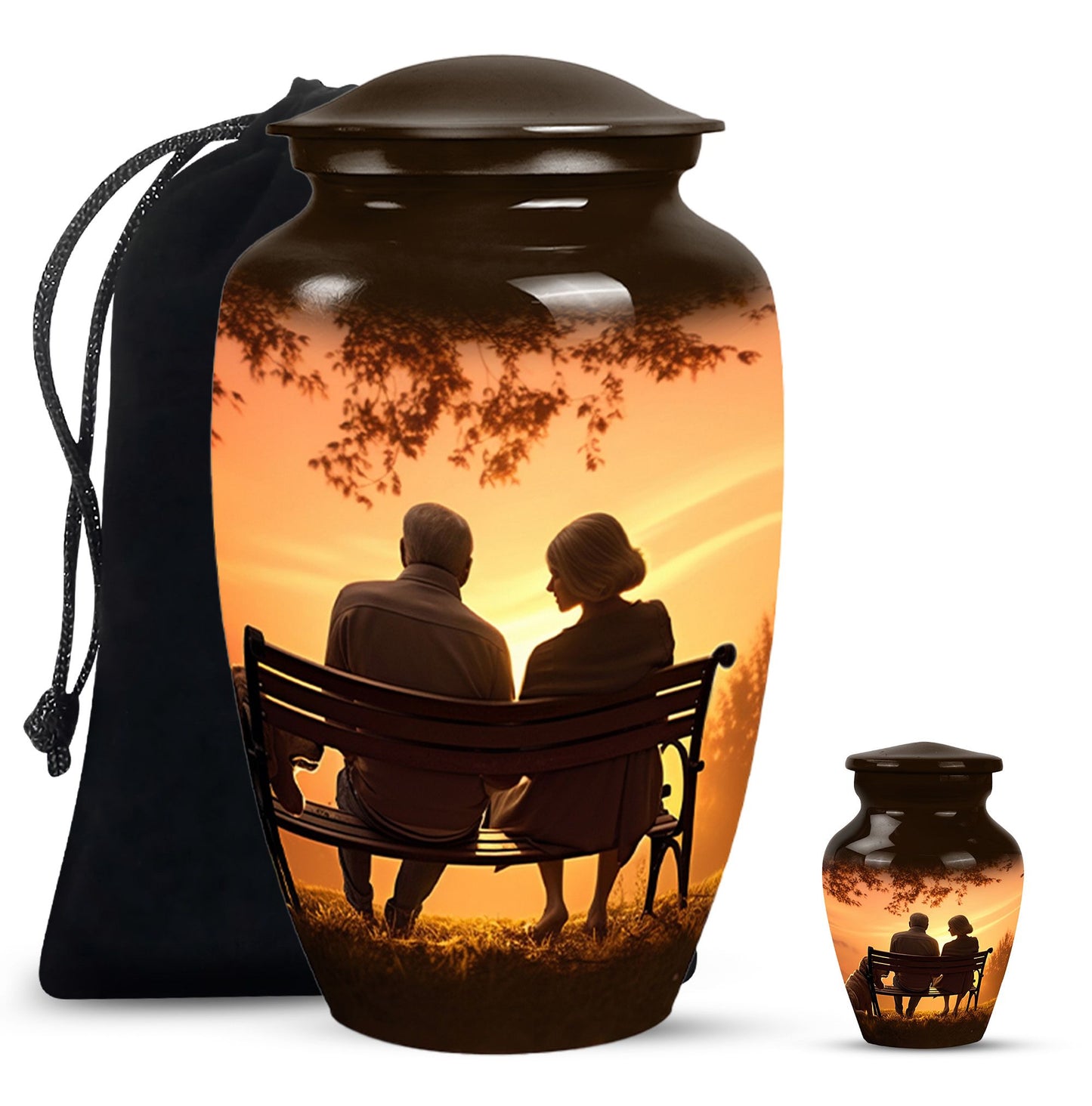 Personalized Couple Memorial Urn for Human Ashes - 10-inch, 200 cu in - Yatskia