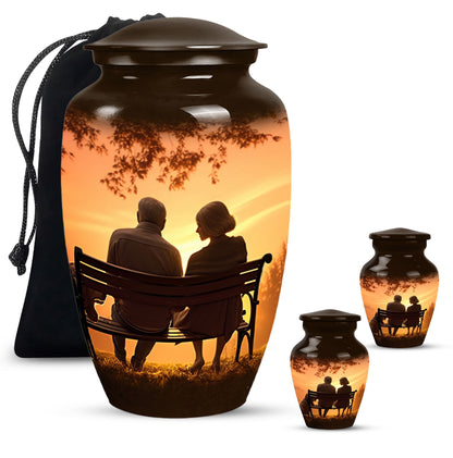 Personalized Couple Memorial Urn for Human Ashes - 10-inch, 200 cu in - Yatskia