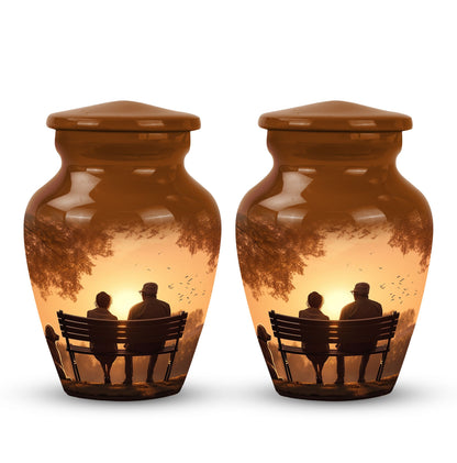 Personalized Couple Cremation Urn for Human Ashes - 10-inch, 200 cu in - Yatskia