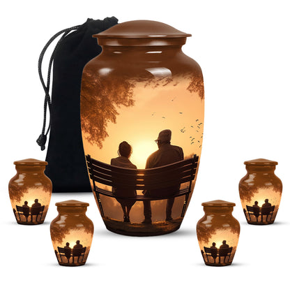 Personalized Couple Cremation Urn for Human Ashes - 10-inch, 200 cu in - Yatskia
