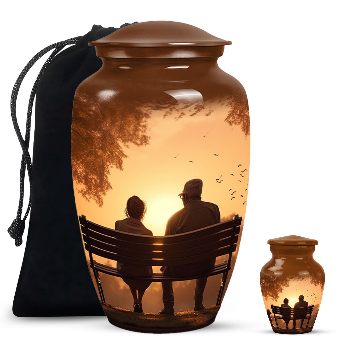 Personalized Couple Cremation Urn for Human Ashes - 10-inch, 200 cu in - Yatskia