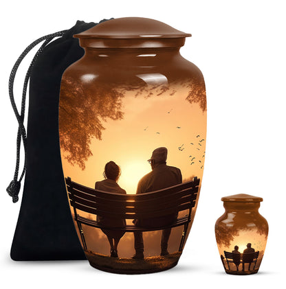 Personalized Couple Cremation Urn for Human Ashes - 10-inch, 200 cu in - Yatskia