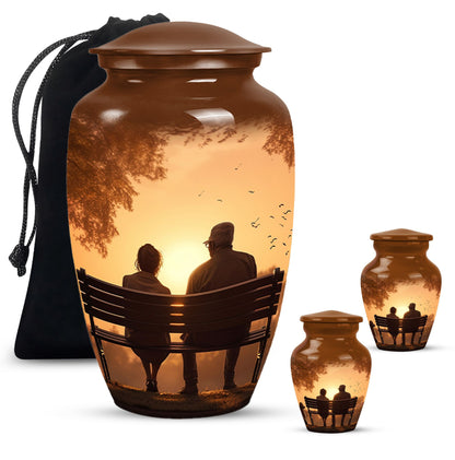 Personalized Couple Cremation Urn for Human Ashes - 10-inch, 200 cu in - Yatskia